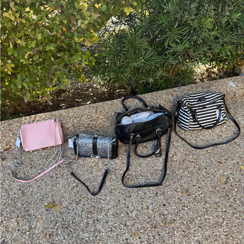 Stylish Handbag Collection - Pink, Silver, Black, Striped